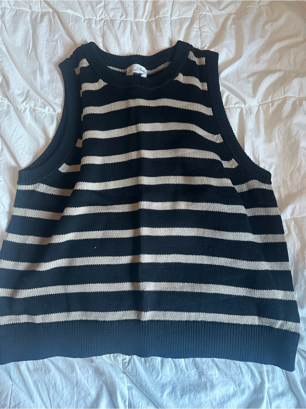 Universal Thread Black & Cream Striped Knit Sweater Vest
